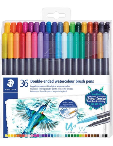 Set carioci STAEDTLER mars grafic duo tip pensula cu 2 capete, 36 culori/set
