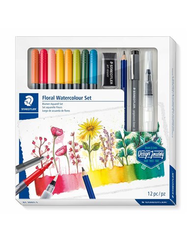 Set instrumente pentru desen - Floral Watercolour, 12 buc/set