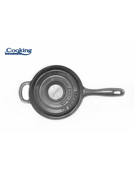 Cratita fonta emailata + capac 19 X 9 cm, 1.8 L, Marble