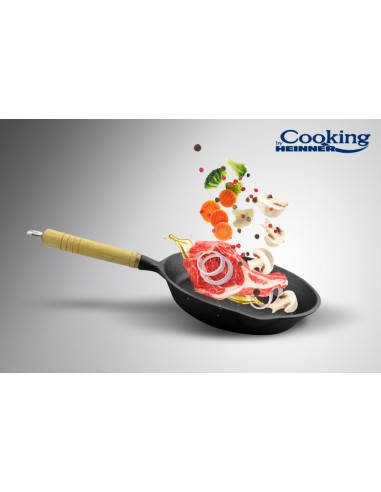 Tigaie fonta pura cu maner din lemn 23 X 4 CM,HR-ZV-010