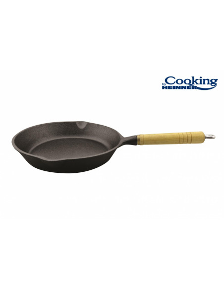 Tigaie fonta pura cu maner din lemn 23 X 4 CM,HR-ZV-010