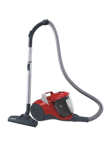 Aspirator fara sac Hoover BR11 011, 700 W, 2 l, Tehnologie Cyclonica, Telescopic, Filtru EPA lavabil, rosu/negru