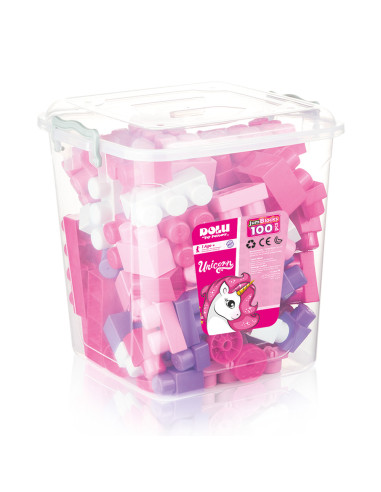 Cuburi mari de construit in cutie - Unicorn (100 piese),D2556