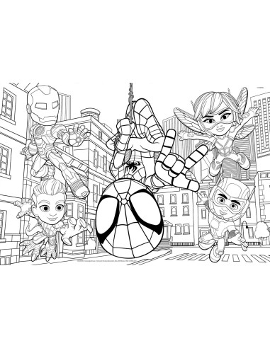 Puzzle de colorat maxi - Paienjenelul Marvel si prietenii lui