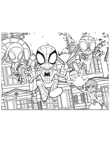 Puzzle de colorat maxi - Paienjenelul Marvel si prietenii lui
