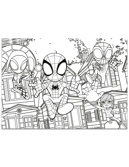 Puzzle de colorat maxi - Paienjenelul Marvel si prietenii lui