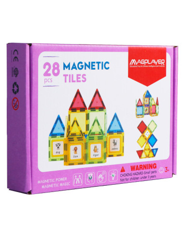 Set de constructie magnetic 3D - 28 piese,MPL2-28
