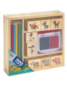 Set creativ - Stampile din lemn cu tusiera,100055
