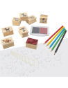 Set creativ - Stampile din lemn cu tusiera,100055