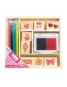 Set creativ - Stampile din lemn cu tusiera (inimioare),100055A
