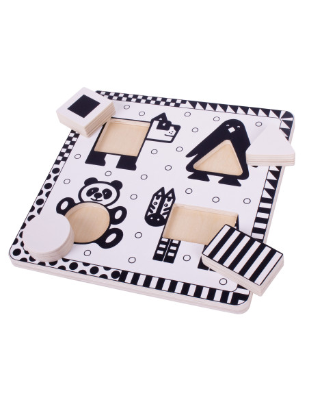 Puzzle alb-negru - animale si forme,BJ514