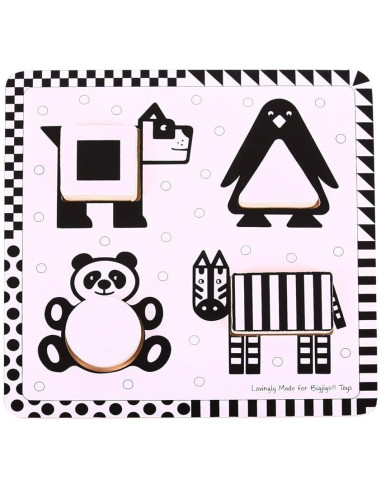 Puzzle alb-negru - animale si forme,BJ514