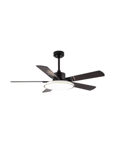 H10103,Plafoniera LED cu ventilator 2R, 24W, 2880 lm, lumina alba (3000-4000- 6000K), IP20, 52cm, Metal/Plastic, Negru, Telecoma