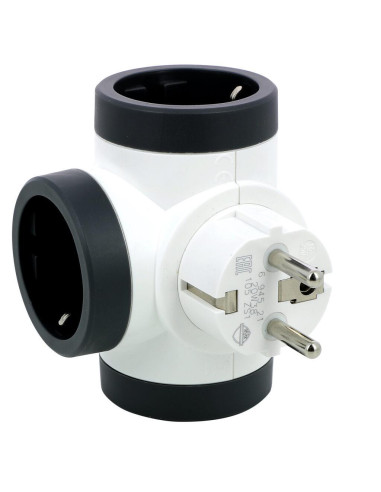 Bloc Priza tripla iesiri Laterale Premium Rotativ 2P+T
