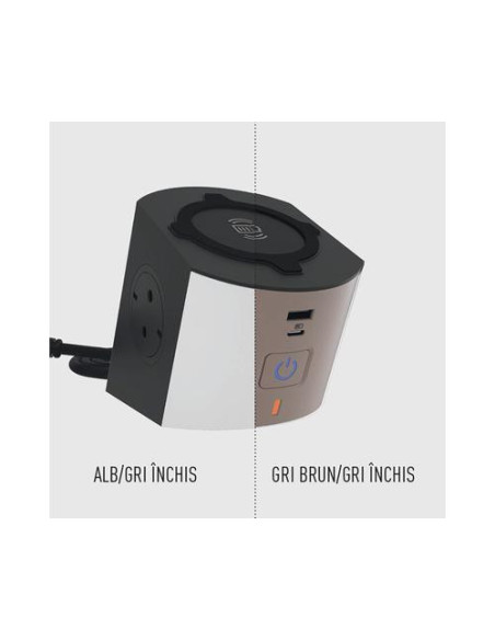 Bloc Multipriza Mobil 2x2P+T si Incarcator Inductie si USB A+C