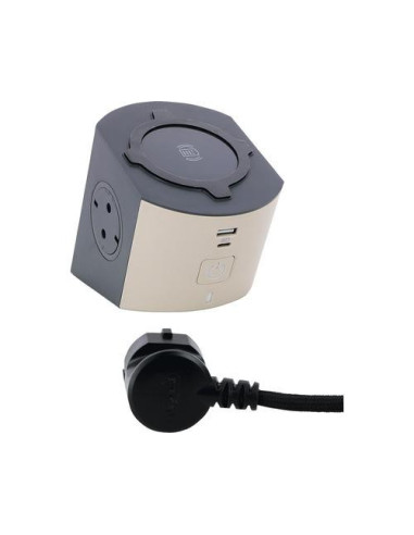 Bloc Multipriza Mobil 2x2P+T si Incarcator Inductie si USB A+C