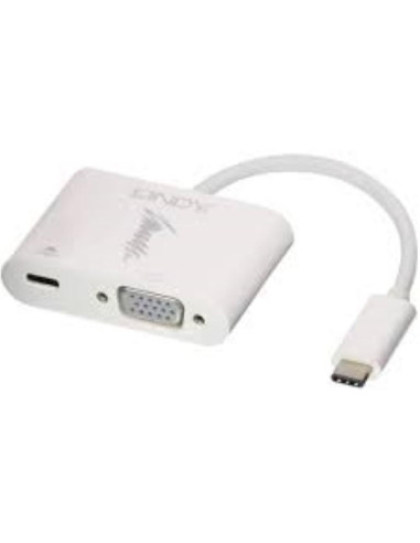 Adaptor Video Lindy USB Type C la VGA cu Power Delivery 60W