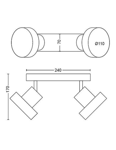 Spot LED Dublu Philips Bukko, 24V, 2x4.3W, 800 lm, intensitate