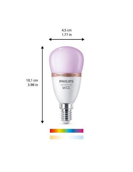 Bec LED RGB inteligent Philips Bulb P45, Wi-Fi, Bluetooth, E14