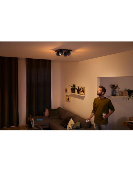 Spot LED Cvadruplu Philips Hue Buckram, Bluetooth, 4xGU10