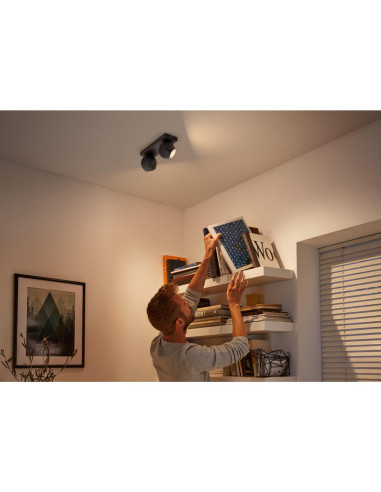 Spot LED Dublu Philips Hue Buckram, Bluetooth, 2xGU10, 2x5W