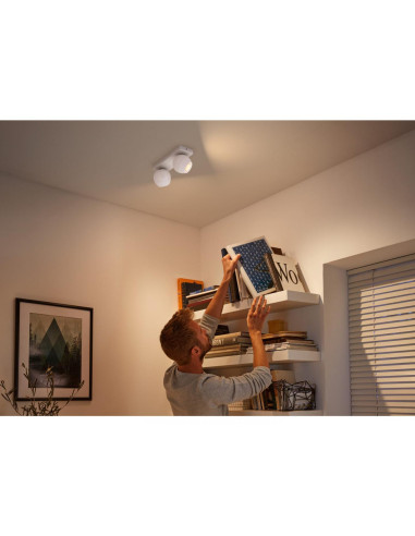 Spot LED Dublu Philips Hue Buckram, Bluetooth, 2xGU10, 2x5W