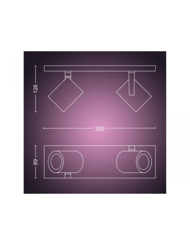 Spot LED RGB Dublu Philips Hue Argenta, Bluetooth, 2xGU10