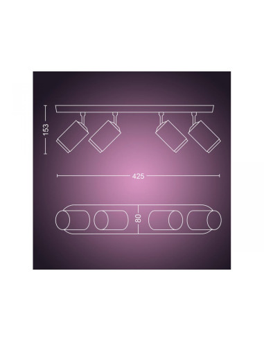 Spot LED RGB Cvadruplu Philips Hue Fugato, Bluetooth, 4xGU10