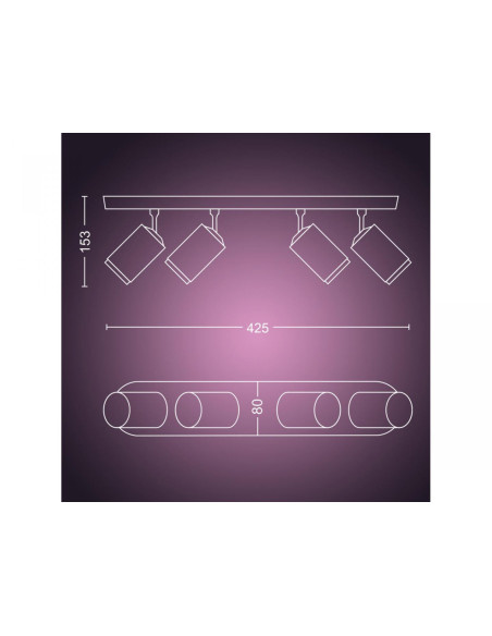 Spot LED RGB Cvadruplu Philips Hue Fugato, Bluetooth, 4xGU10