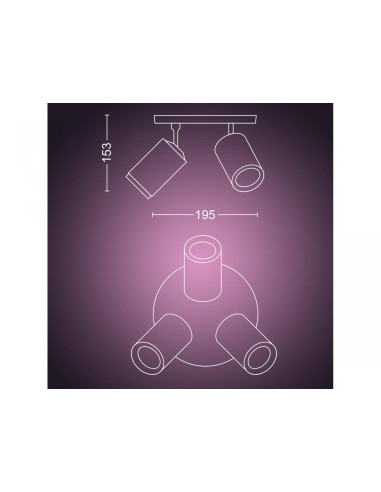 Spot LED RGB Triplu Philips Hue Fugato, Bluetooth, 3xGU10