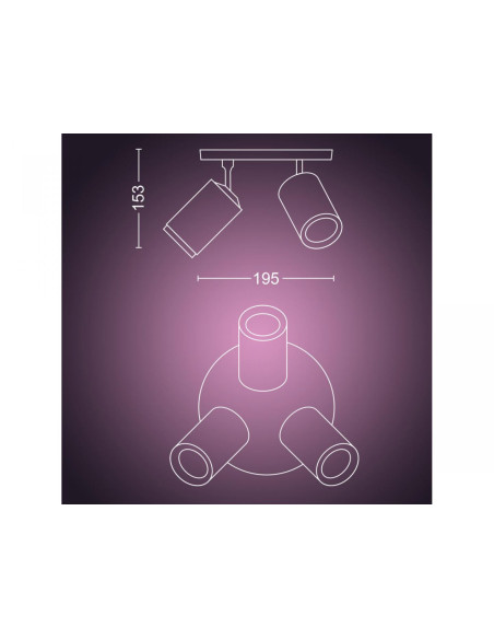 Spot LED RGB Triplu Philips Hue Fugato, Bluetooth, 3xGU10