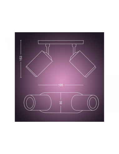 Spot LED RGB Dublu Philips Hue Fugato, Bluetooth, 2xGU10