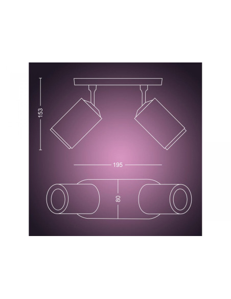 Spot LED RGB Dublu Philips Hue Fugato, Bluetooth, 2xGU10