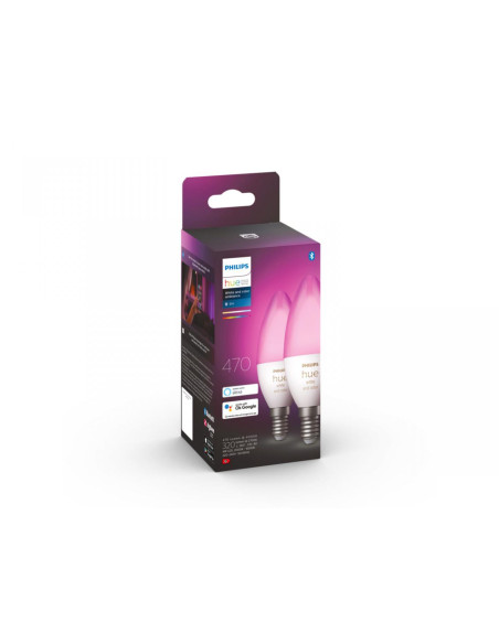 2 Becuri LED RGB inteligente Philips Hue B39, Bluetooth, E14
