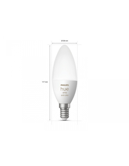 Bec LED RGB inteligent Philips Hue B39, Bluetooth, E14, 5.3W