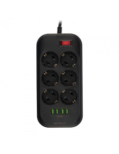 Prelungitor cu protectie Serioux, 6 prize schuko, input 2