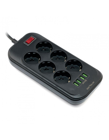 Prelungitor cu protectie Serioux, 6 prize schuko, input