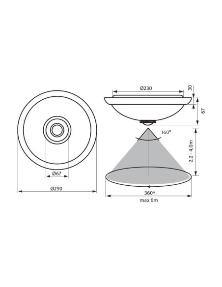 Plafoniera LED cu senzor de miscare Vivalux LEDA SR36, 12W, 800