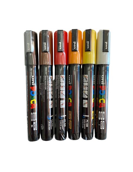Set 6 Markere UNI POSCA PC-5M, 1.8-2.5mm, POS33-PC5M