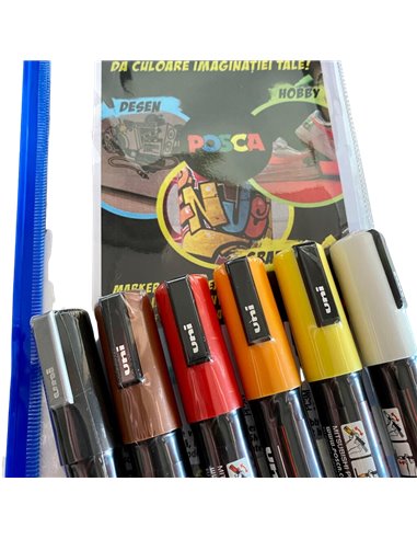 Set 6 Markere UNI POSCA PC-5M, 1.8-2.5mm, POS33-PC5M