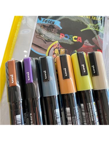 Set 6 Markere UNI POSCA PC-5M, 1.8-2.5mm, POS34-PC5M