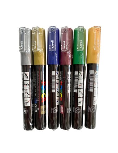 Set 6 markere UNI POSCA PC-1M, 0.7 - 1 mm, POS38-PC1M