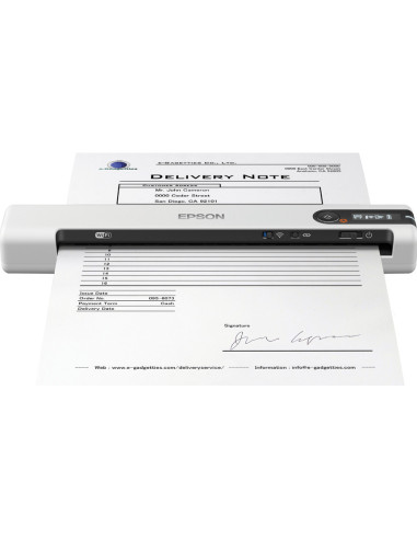 Scanner Epson DS-80W portabil, dimensiune A4, tip sheetfed, viteza scanare  4 sec pagina alb-negru si color, rezolutie optica 60