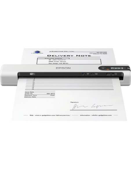 Scanner Epson DS-80W portabil, dimensiune A4, tip sheetfed, viteza scanare  4 sec pagina alb-negru si color, rezolutie optica 60
