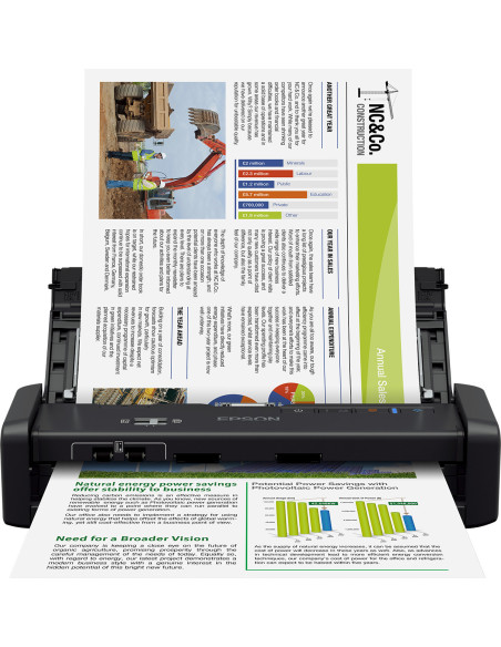 Scanner Epson DS-360W wireless, portabil, baterie inclusa, dimensiuneA4, Rezoluţie optică (ADF)600 DPI x 600 DPI (orizontal x ve