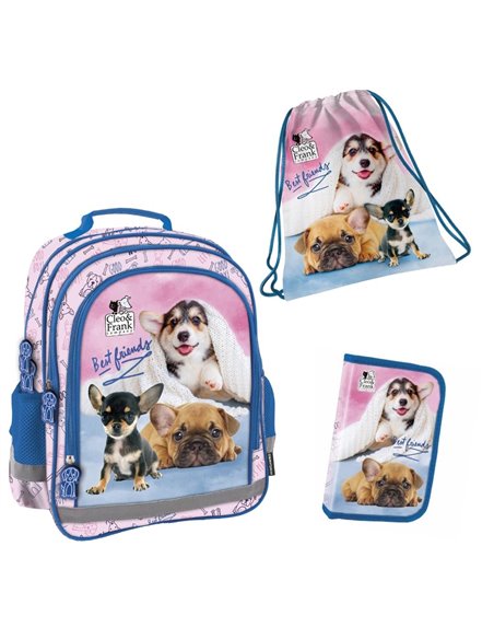 Set scoala KLEO&FRANK 29, Ghiozdan, Penar 1 fermoar, Sac incaltaminte