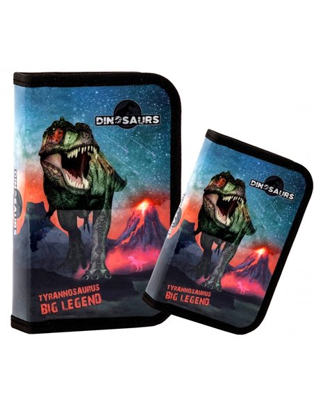 Set scoala Dinozaur 17 - Ghiozdan scoala ergonomic, Penar neechipat cu 1 fermoar