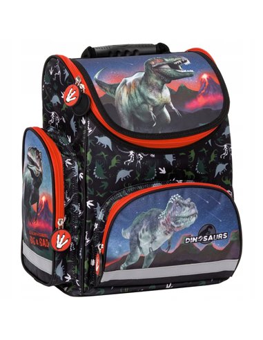 Set scoala Dinozaur 17 - Ghiozdan scoala ergonomic, Penar neechipat cu 1 fermoar