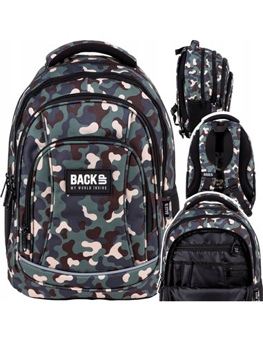 Set scoala Army - Ghiozdan scoala, Penar echipat cu 1 fermoar si Sac incaltaminte