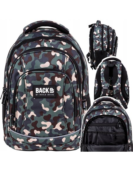 Set scoala Army - Ghiozdan scoala, Penar echipat cu 1 fermoar si Sac incaltaminte